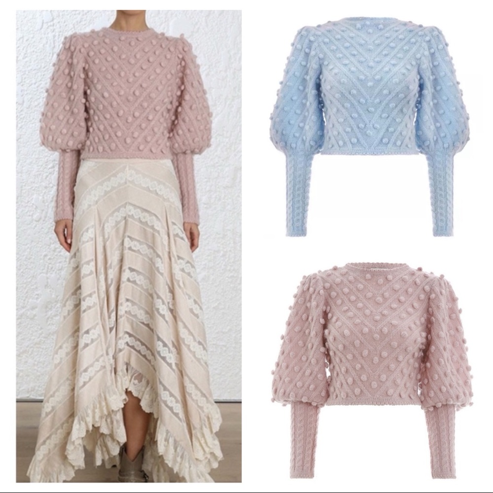 Puff Sleeve Textured Sweater The Linetal - Picture 7 of 7